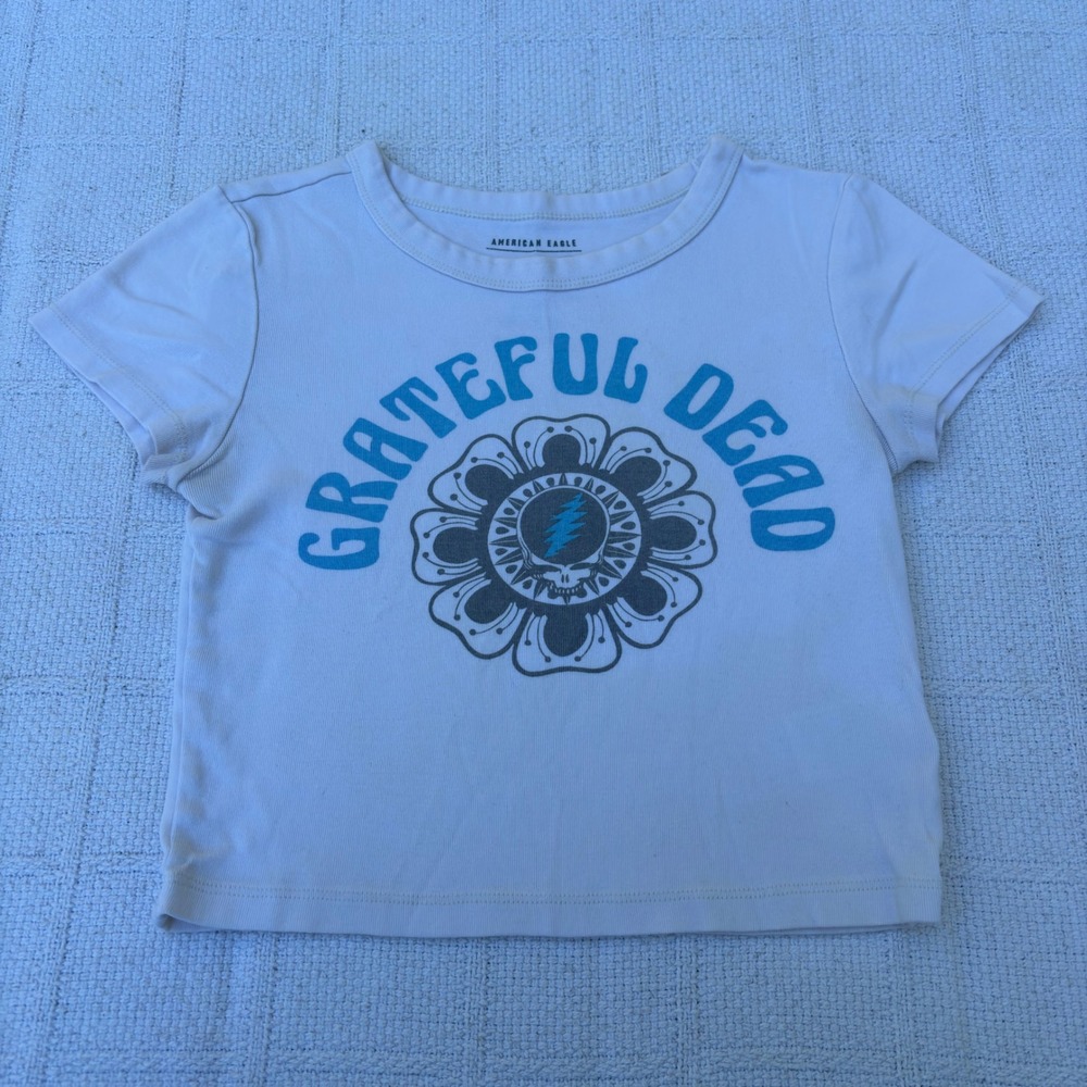 Women's XS/S AEO Grateful Dead Logo Cropped Baby Band Tee